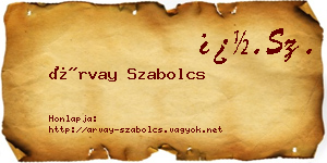 Árvay Szabolcs névjegykártya
