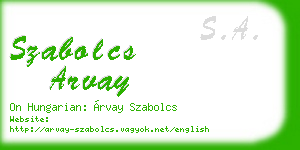 szabolcs arvay business card